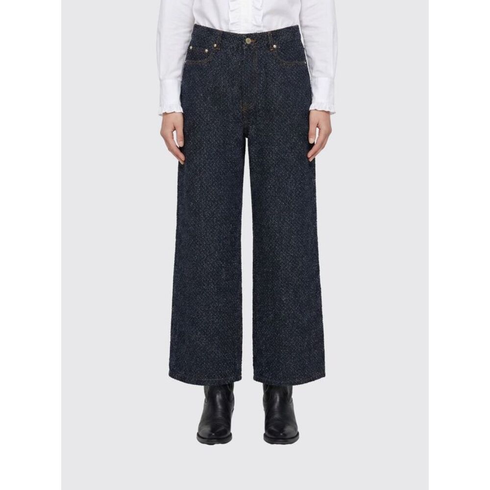 Ganni Women Wide-Leg Tweed Jeans Ganni